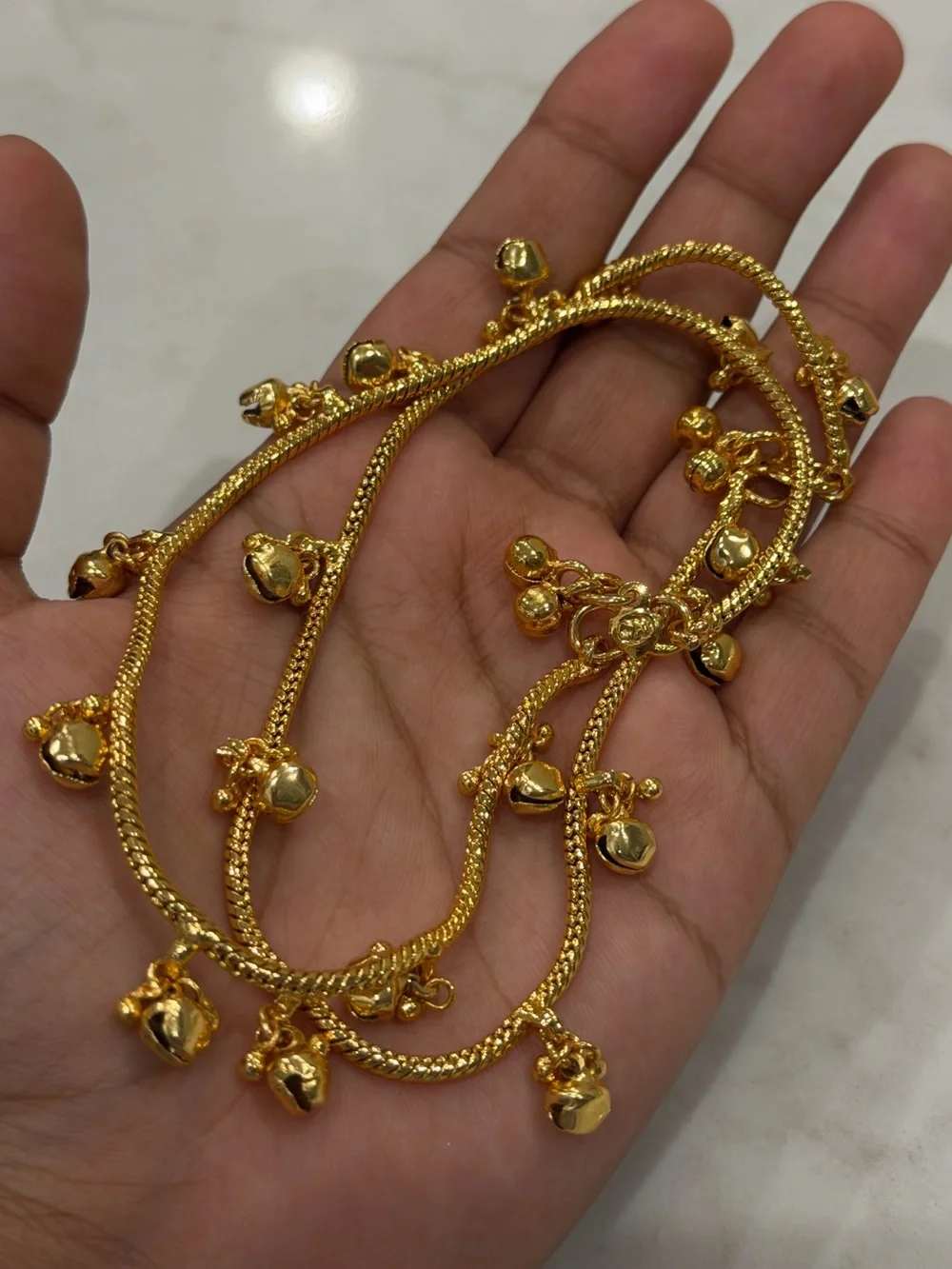 Gold Tone Ghungroo Anklet Pair | Traditional Indian Payal Bells Festival Jewelry